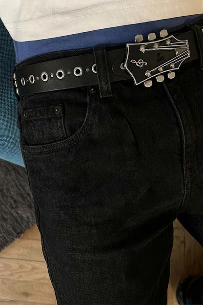 Fashion guitar strap belt detail for Y2K and alternative styling