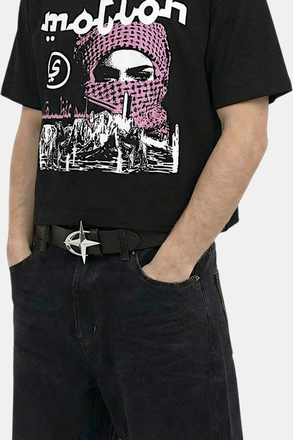 Close-up of the star detail on a fashionable Y2K belt