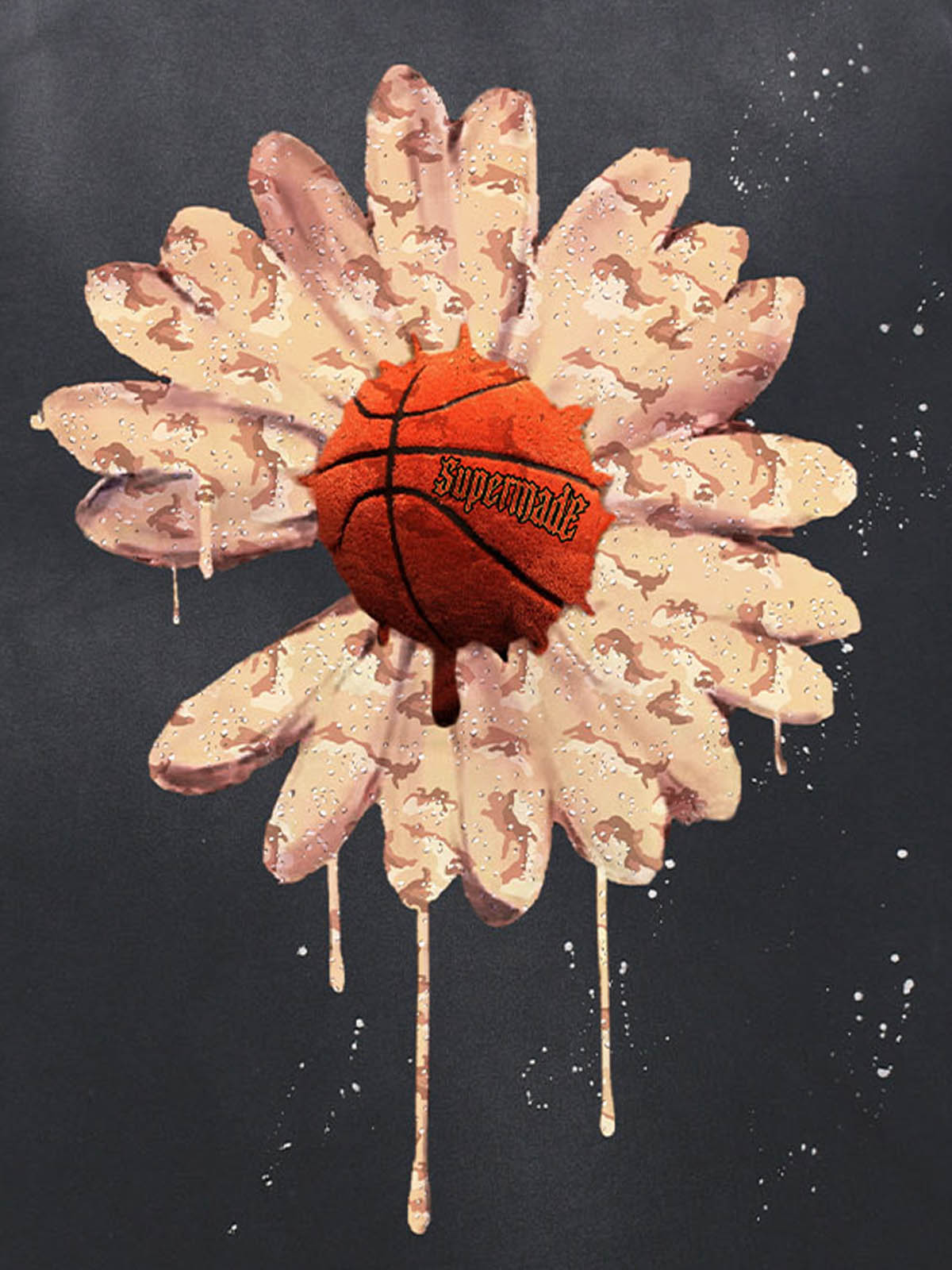 Revelse™ Floral Ink Splatter Graphic Basketball T-Shirt