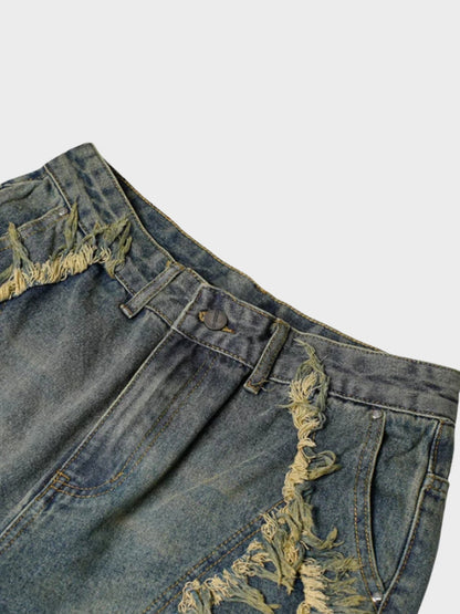 Revelse™ Distressed Embroidered Denim Jorts