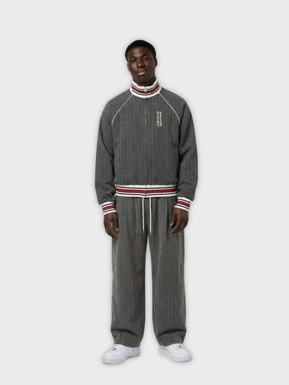 Revelse™ Striped Polyester Tracksuit Set Dark Grey