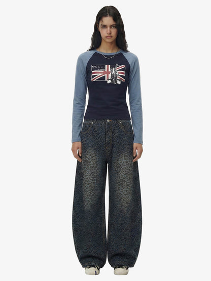 Revelse™ Leopard Print Denim Barrel Jeans