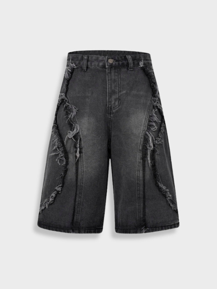 Revelse™ Distressed Embroidered Denim Jorts