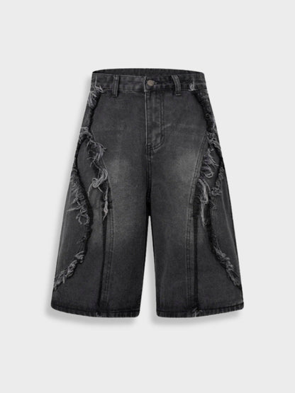Revelse™ Distressed Embroidered Denim Jorts
