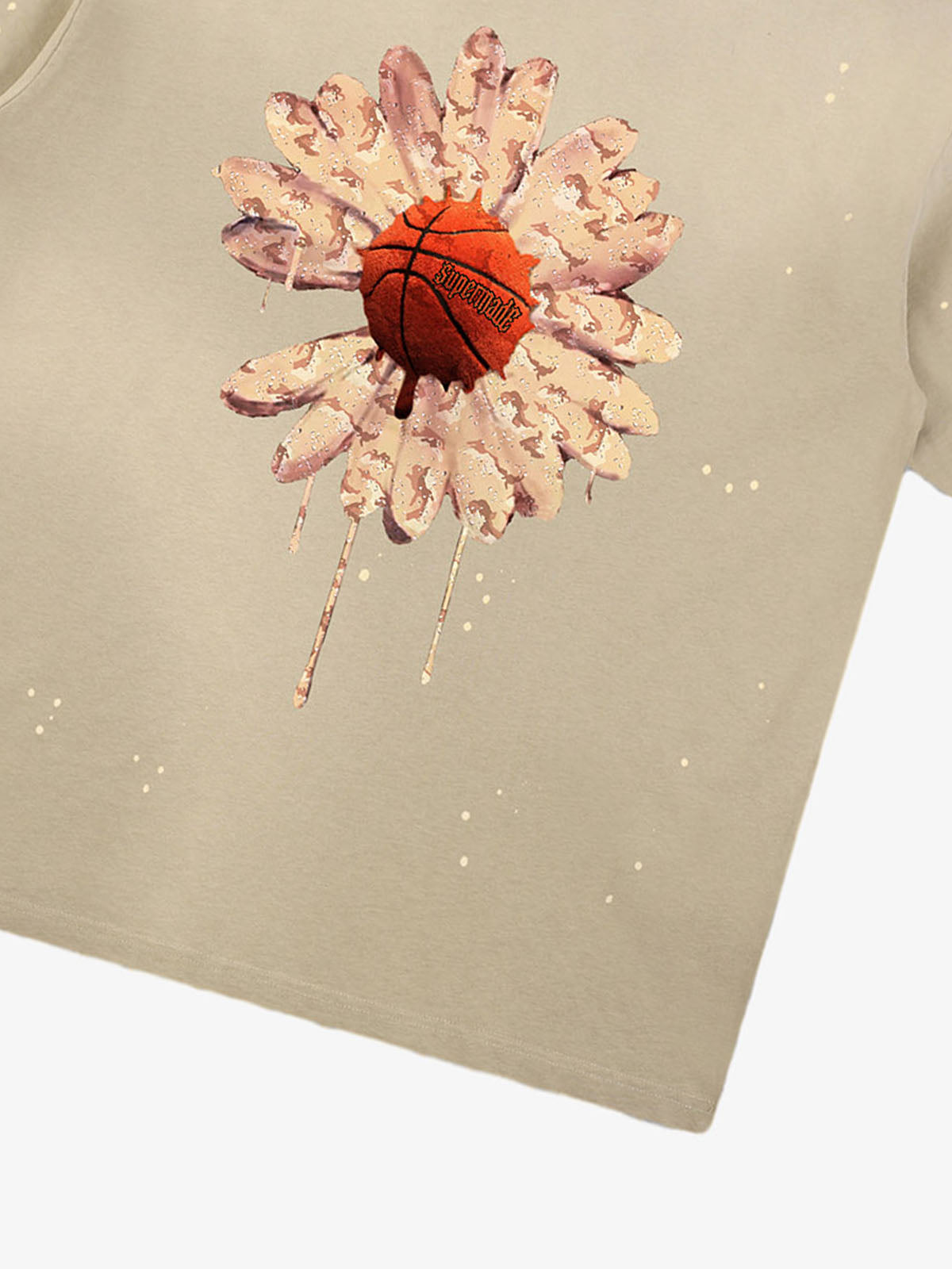 Revelse™ Floral Ink Splatter Graphic Basketball T-Shirt
