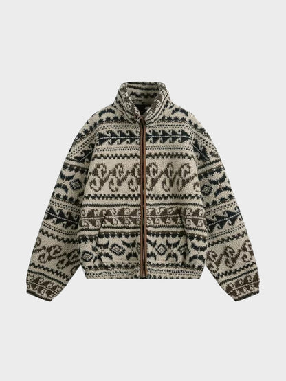 Revelse™ Men's Full-Zip Polka Dot Fleece Jacket Light Brown