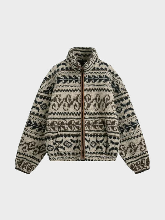 Revelse™ Men's Full-Zip Polka Dot Fleece Jacket Light Brown