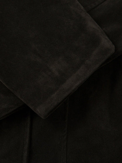 Revelse™ Retro Suede Bomber Jacket with Metal Button Lapel