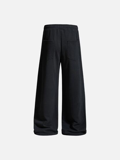 Detail view of the graphic design across the trouser leg