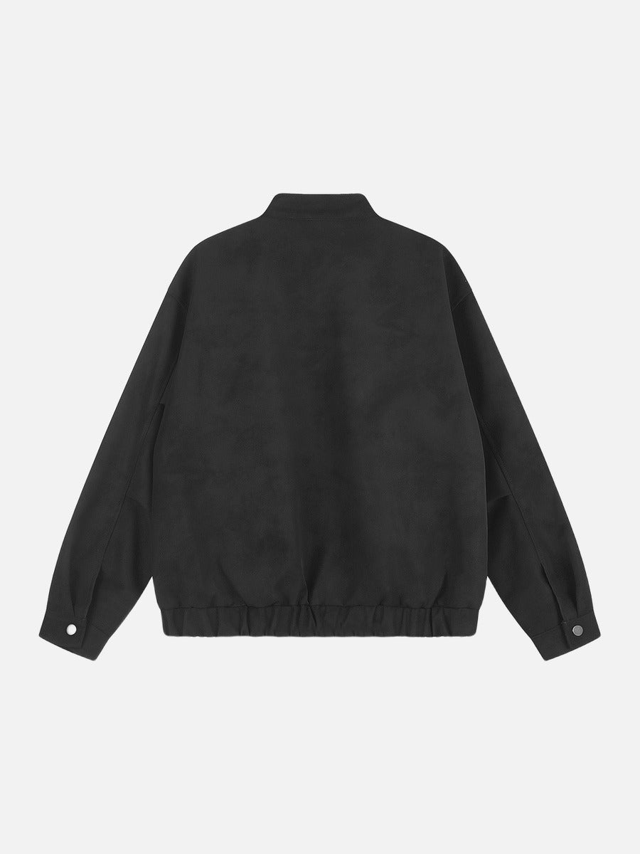 Black oversized jacket displayed against a plain background