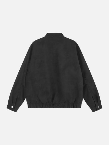 Black oversized jacket displayed against a plain background