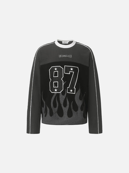 87 Flame Graphic Long-Sleeve Top