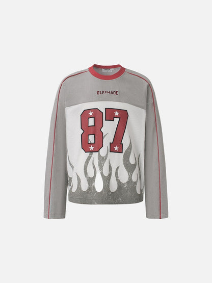 87 Flame Graphic Long-Sleeve Top