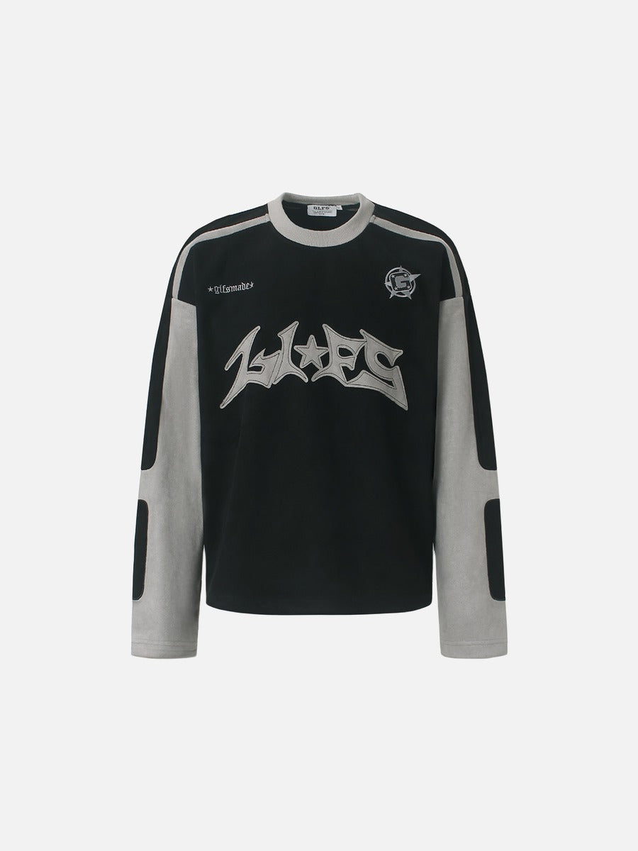 Graphic Long-Sleeve Top With Appliqué Detail