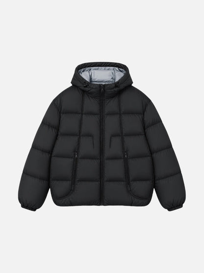 Oversized Contrast Hooded Puffer Jacket