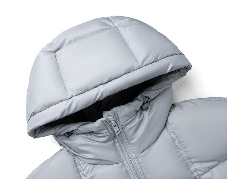 Detail of the padded quilted finish on the oversized jacket