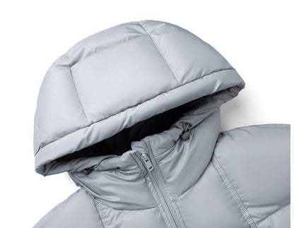 Detail of the padded quilted finish on the oversized jacket
