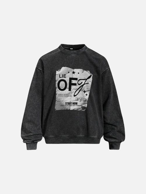 Oversized charcoal sweatshirt with a bold graphic design