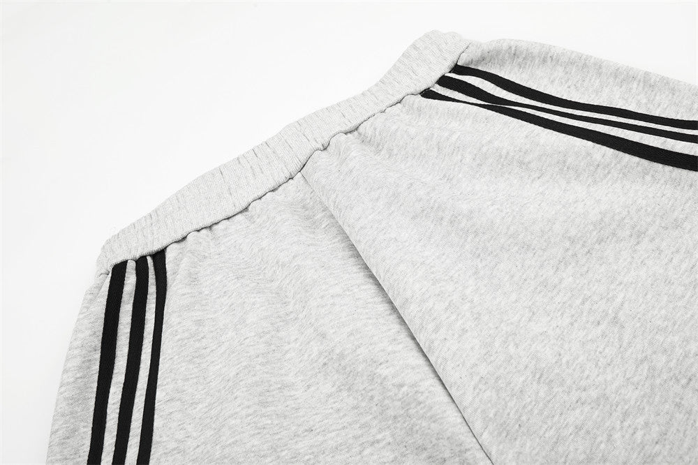 Back angled view of striped wide-leg shorts in an easy everyday style