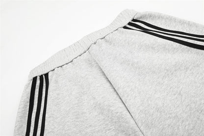 Back angled view of striped wide-leg shorts in an easy everyday style