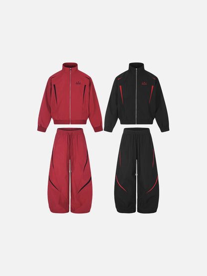 Back view of the red and black star graphic tracksuit