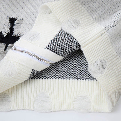 Distressed knit jumper displayed for everyday layering