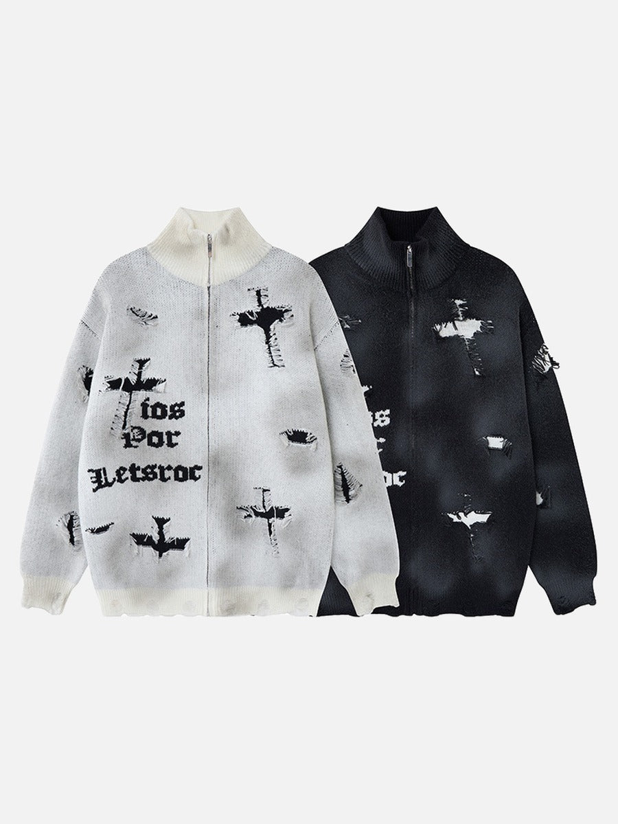 Full view of the cross graphic sweater