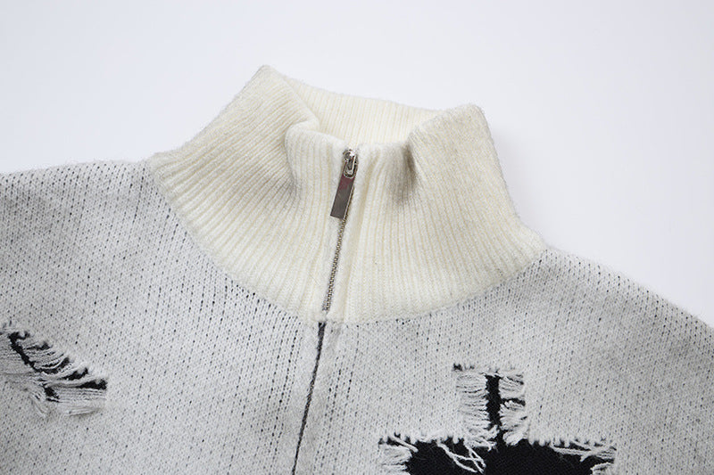 Casual cross graphic sweater shown in a product view