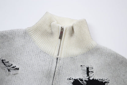 Casual cross graphic sweater shown in a product view