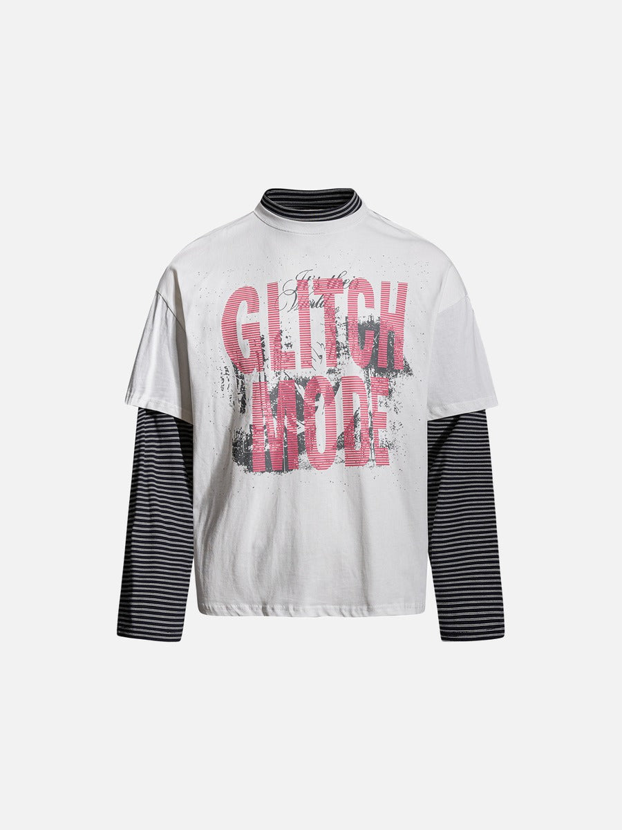 Oversized Layered Graphic T-Shirt in Distressed Pink