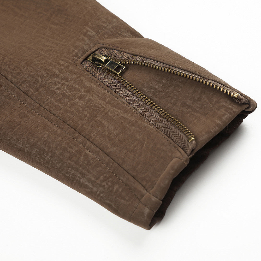 Textured brown boxy jacket suitable for everyday layering