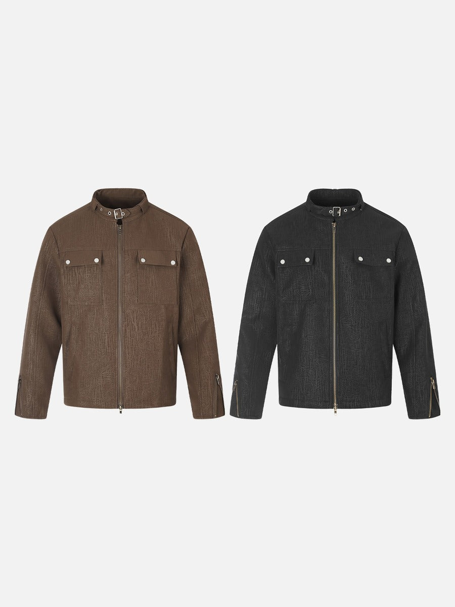 Brown streetwear jacket displayed from the front