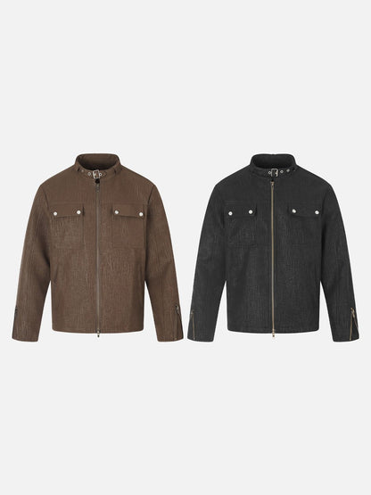 Brown streetwear jacket displayed from the front