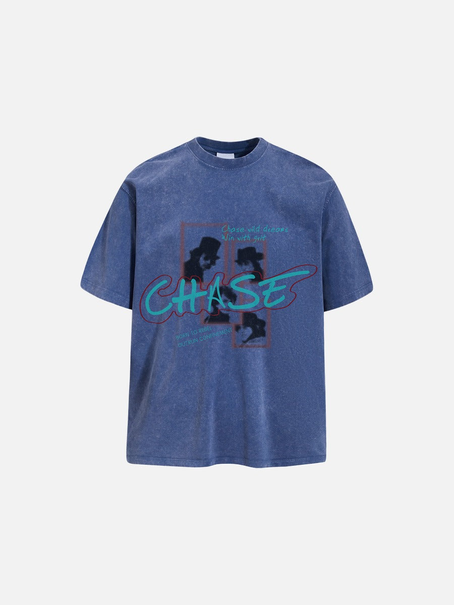 Oversized Graphic T-Shirt in Faded Pixel Print