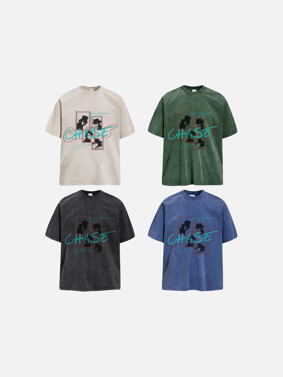 Relaxed fit oversized graphic T-shirt in faded pixel print