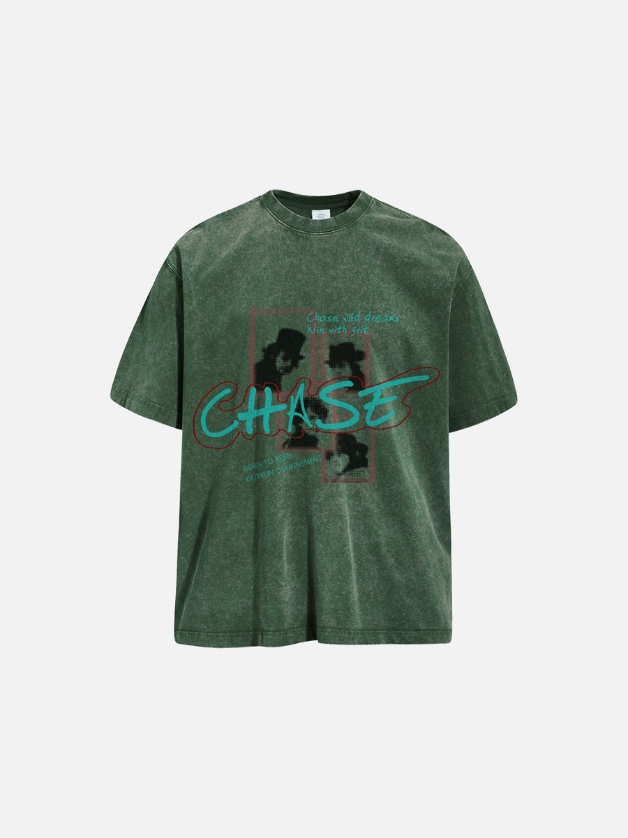 Oversized Graphic T-Shirt in Faded Pixel Print