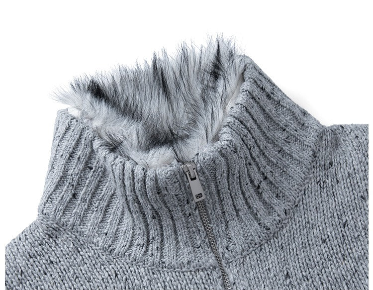 Geometric knit cardigan styled as a cosy everyday layering piece