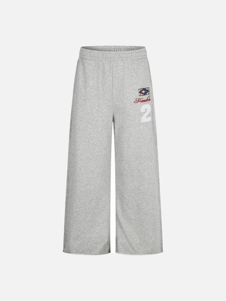 Wide-Leg Graphic Sweatpants With Geometric Star Embroidery