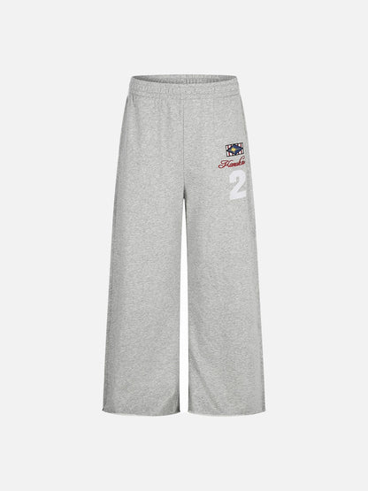 Wide-Leg Graphic Sweatpants With Geometric Star Embroidery
