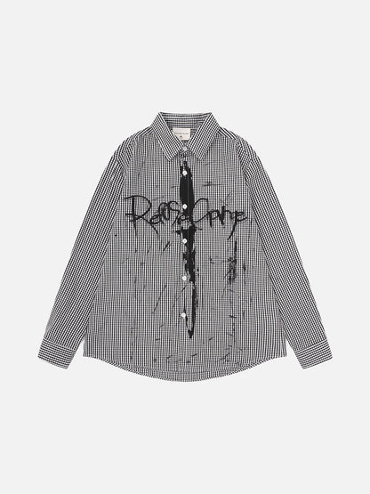 Graphic Gingham Shirt With Long Sleeves