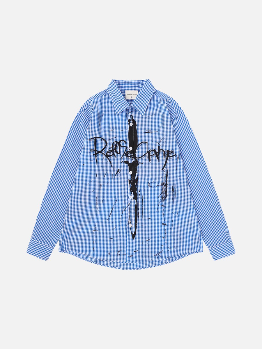 Graphic Gingham Shirt With Long Sleeves