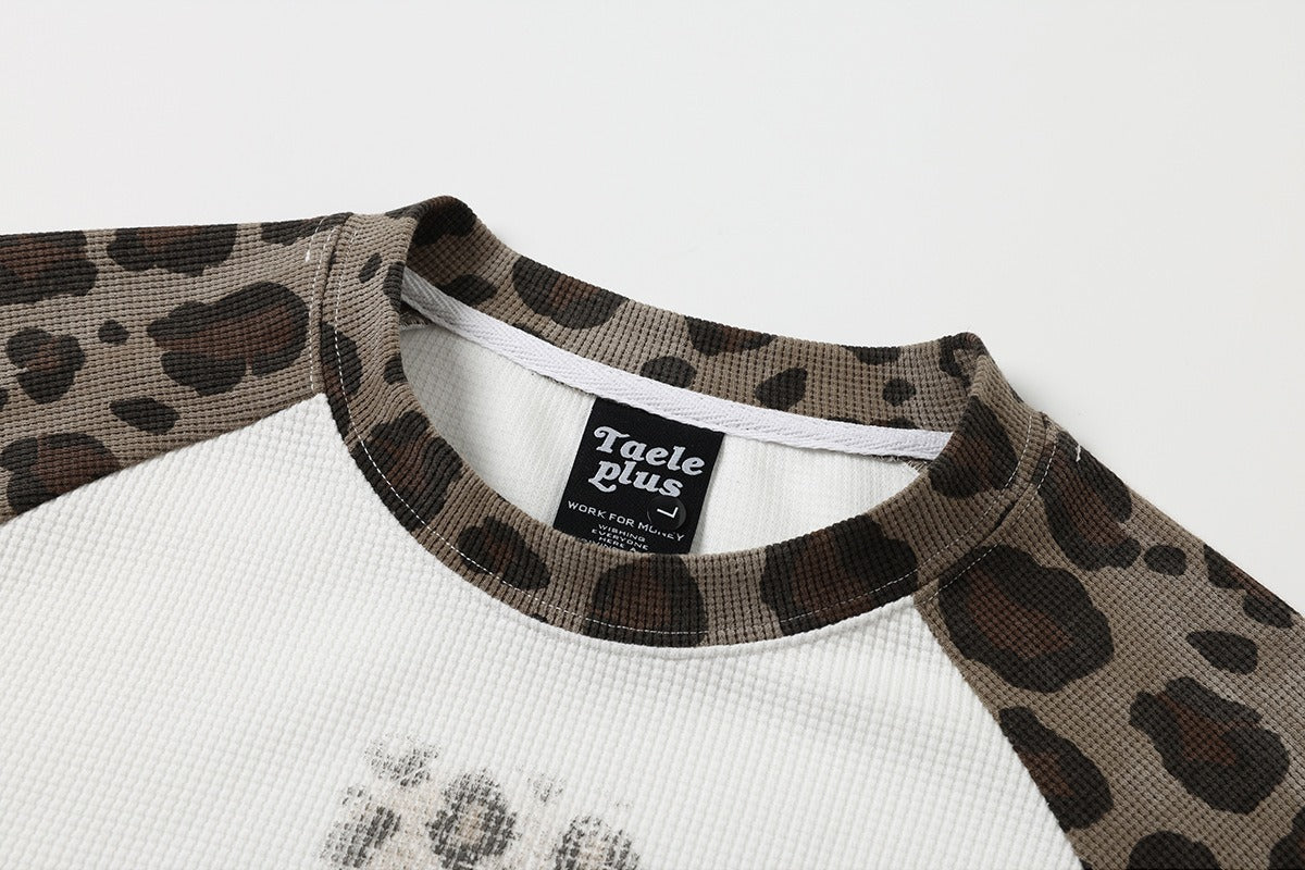 Leopard print long-sleeve tee styled for a casual everyday outfit