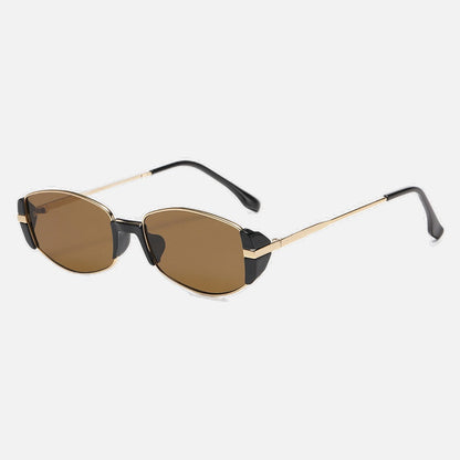 Oval Metal Sunglasses With Slim Fit Accents