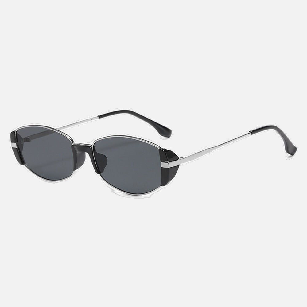 Oval Metal Sunglasses With Slim Fit Accents