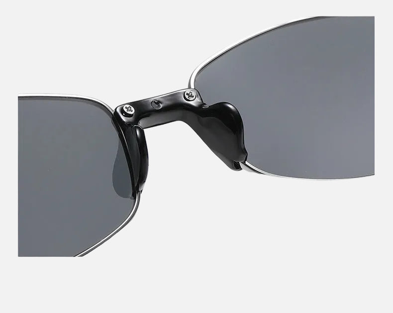 Oval sunglasses shown from above with slim metal frames