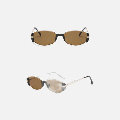 Full product view of the oval metal sunglasses