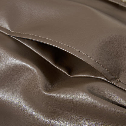 Close-up of the ribbed cuffs on the oversized bomber jacket