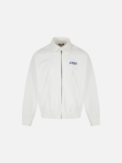 White Embroidered Jacket With Cow Graphic