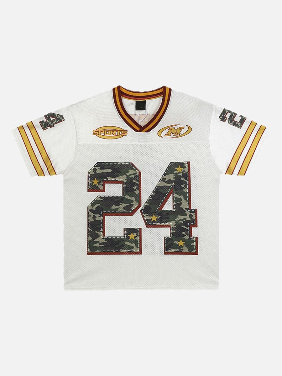 Camo Graphic Jersey T-Shirt Oversized Streetwear Top