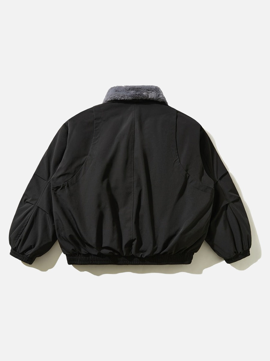 Ruched bomber jacket styled as a versatile everyday outer layer